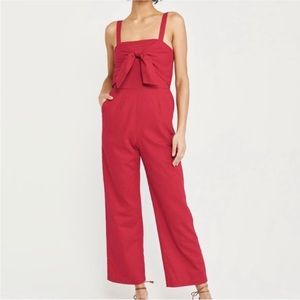 Abercrombie & Fitch red jumpsuit with tie front